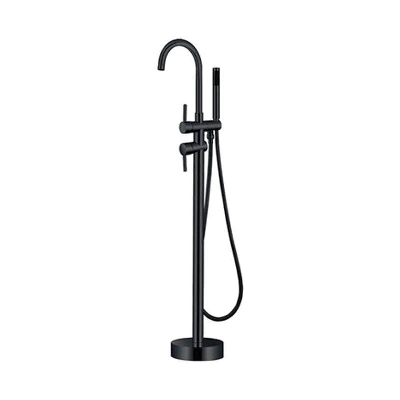 Floor Mounted Metal Freestanding Tub Filler High Arc Freestanding Tap with Hose -Bathlova