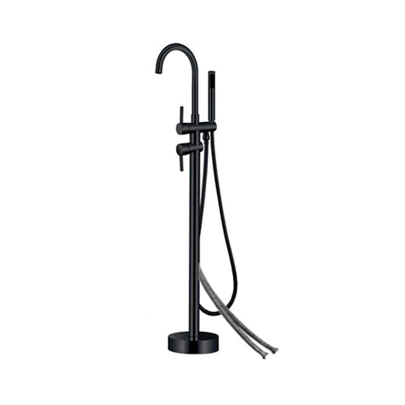 Floor Mounted Metal Freestanding Tub Filler High Arc Freestanding Tap with Hose -Bathlova