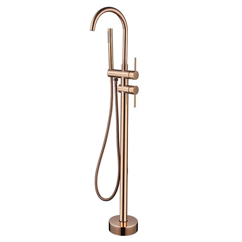 Floor Mounted Metal Freestanding Tub Filler High Arc Freestanding Tap with Hose -Bathlova