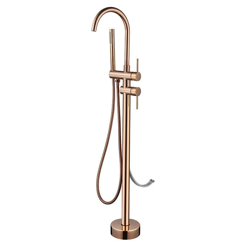 Floor Mounted Metal Freestanding Tub Filler High Arc Freestanding Tap with Hose -Bathlova