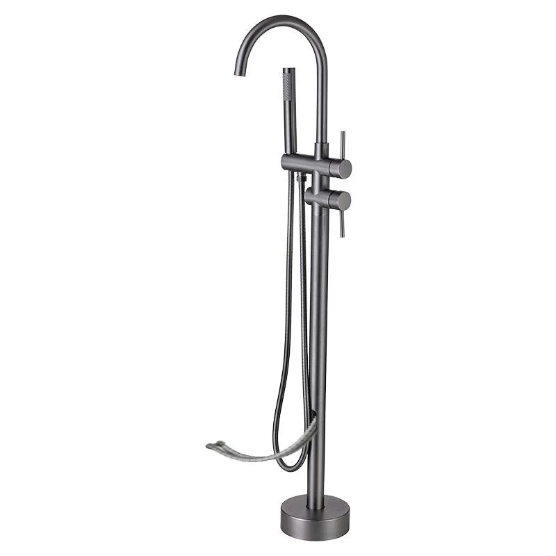 Floor Mounted Metal Freestanding Tub Filler High Arc Freestanding Tap with Hose -Bathlova