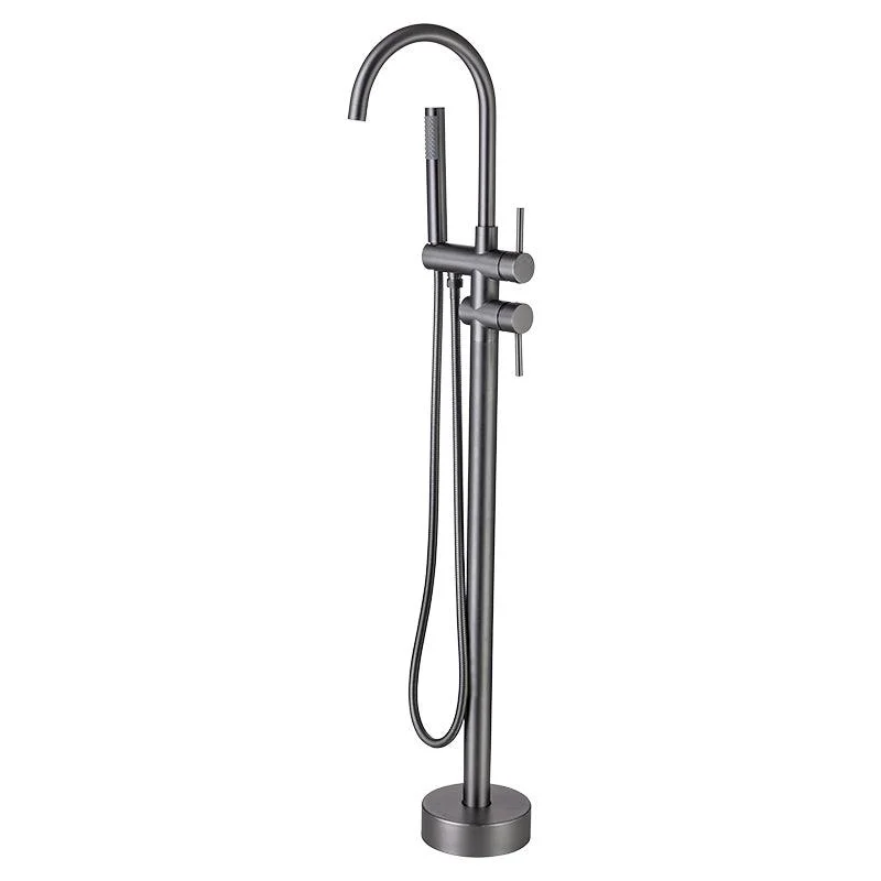 Floor Mounted Metal Freestanding Tub Filler High Arc Freestanding Tap with Hose -Bathlova