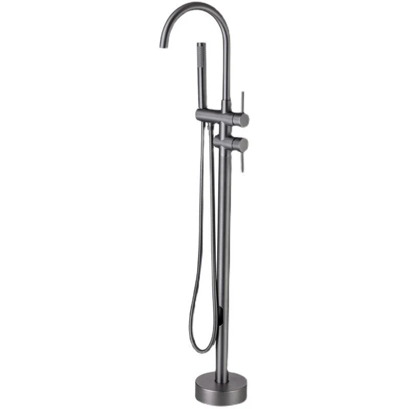 Floor Mounted Metal Freestanding Tub Filler High Arc Freestanding Tap with Hose -Bathlova