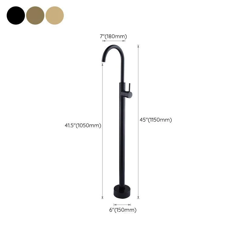 Floor Mounted Metal Freestanding Tub Filler High Arc Freestanding Tub Filler Trim -Bathlova