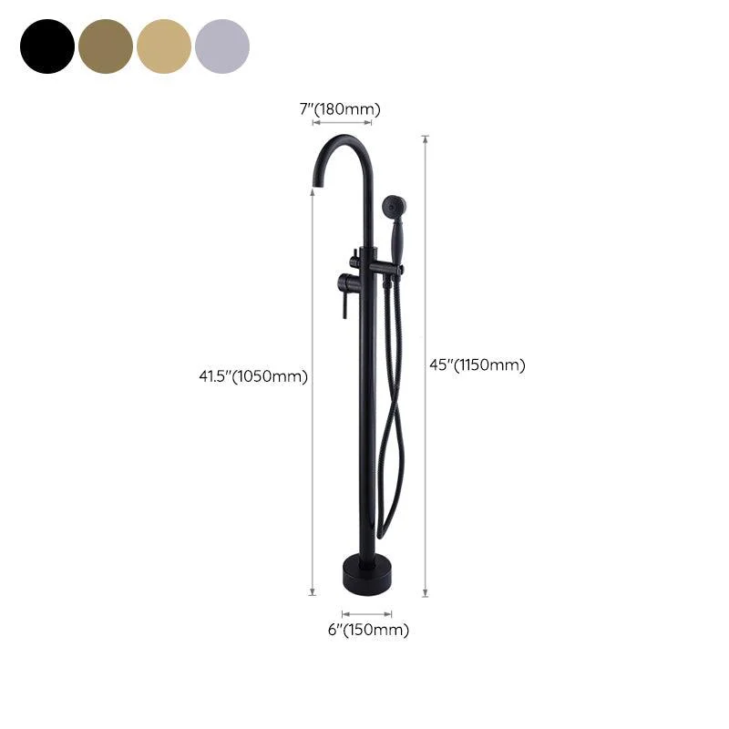 Floor Mounted Metal Freestanding Tub Filler High Arc Freestanding Tub Filler Trim -Bathlova