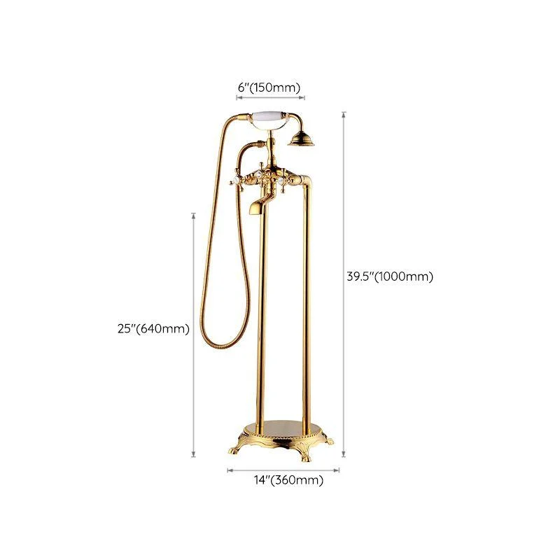 Floor Mounted Metal Freestanding Tub Filler High Arc Freestanding Tub Filler Trim -Bathlova