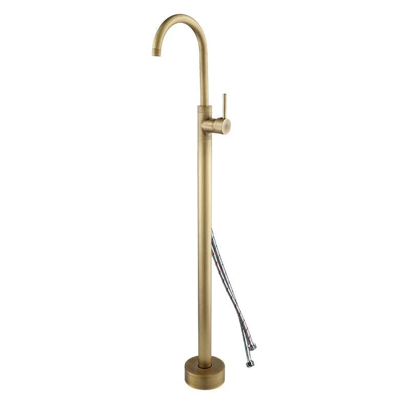 Floor Mounted Metal Freestanding Tub Filler High Arc Freestanding Tub Filler Trim -Bathlova