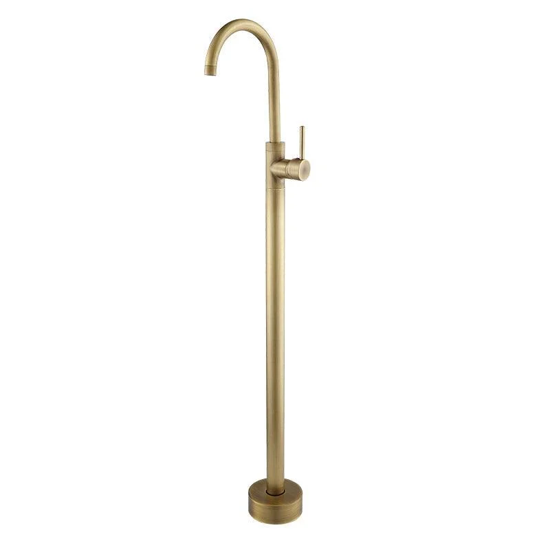 Floor Mounted Metal Freestanding Tub Filler High Arc Freestanding Tub Filler Trim -Bathlova