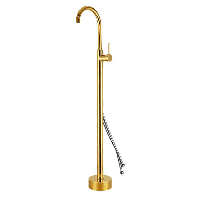 Floor Mounted Metal Freestanding Tub Filler High Arc Freestanding Tub Filler Trim -Bathlova