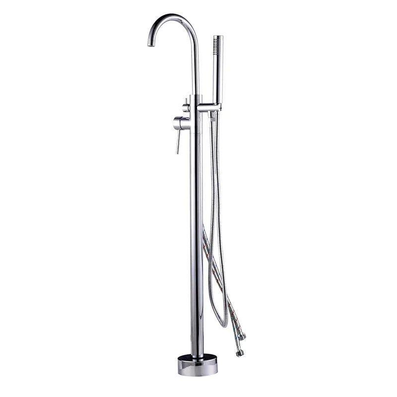 Floor Mounted Metal Freestanding Tub Filler High Arc Freestanding Tub Filler Trim -Bathlova