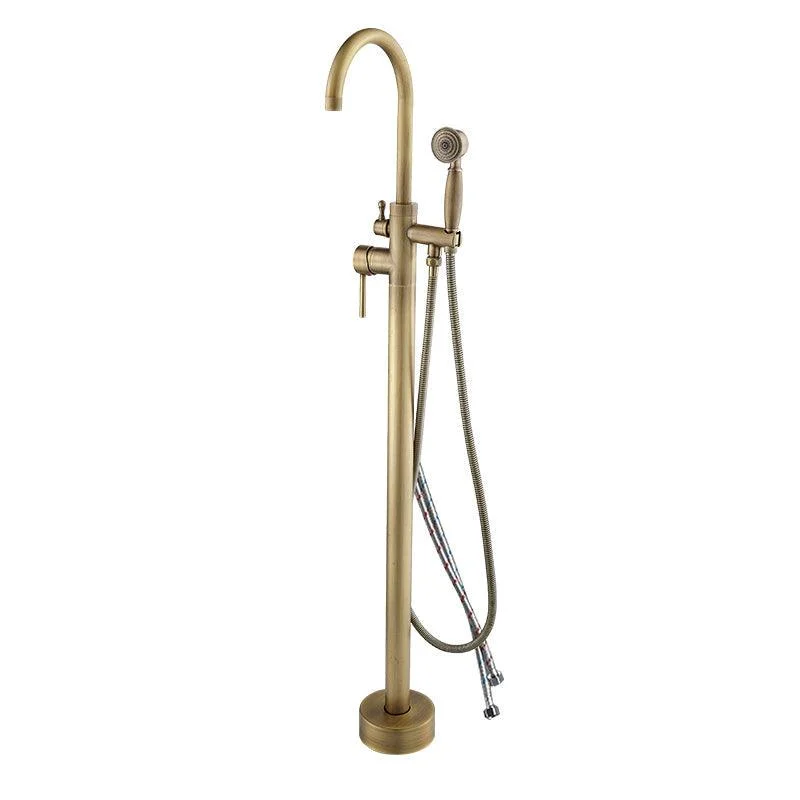 Floor Mounted Metal Freestanding Tub Filler High Arc Freestanding Tub Filler Trim -Bathlova