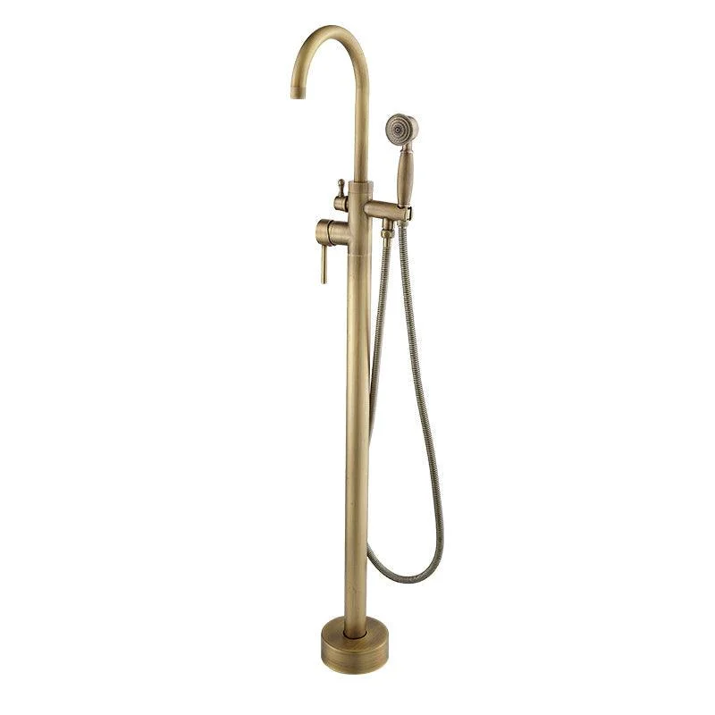 Floor Mounted Metal Freestanding Tub Filler High Arc Freestanding Tub Filler Trim -Bathlova