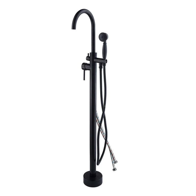 Floor Mounted Metal Freestanding Tub Filler High Arc Freestanding Tub Filler Trim -Bathlova