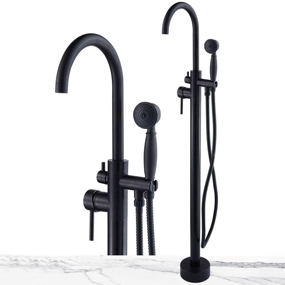 Floor Mounted Metal Freestanding Tub Filler High Arc Freestanding Tub Filler Trim -Bathlova