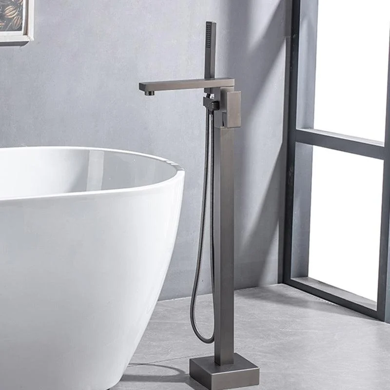 Floor Mounted Metal Freestanding Tub Filler Low Arc Freestanding Tub Filler Trim -Bathlova