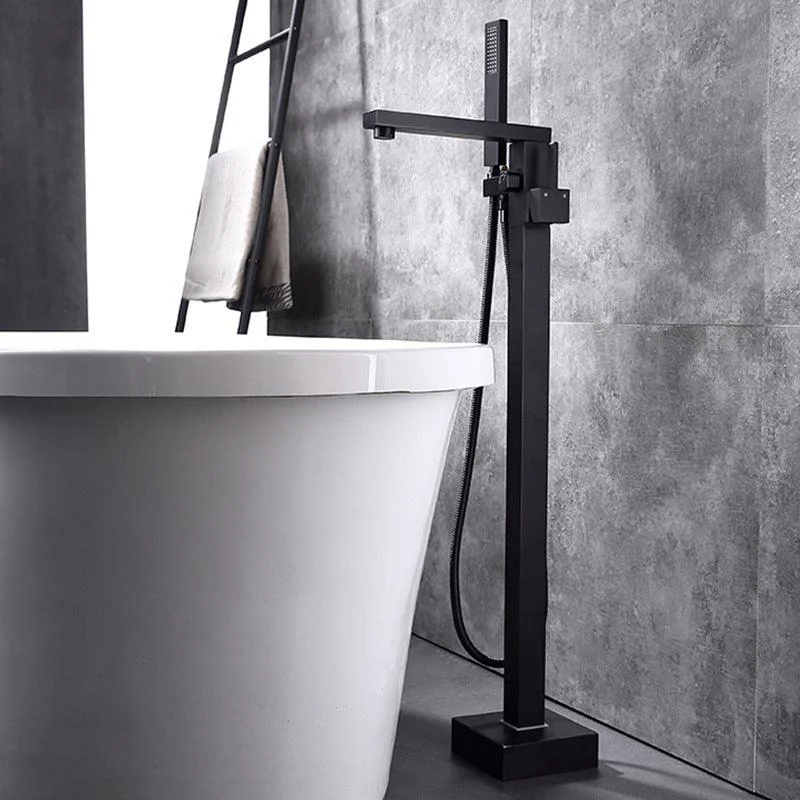 Floor Mounted Metal Freestanding Tub Filler Low Arc Freestanding Tub Filler Trim -Bathlova