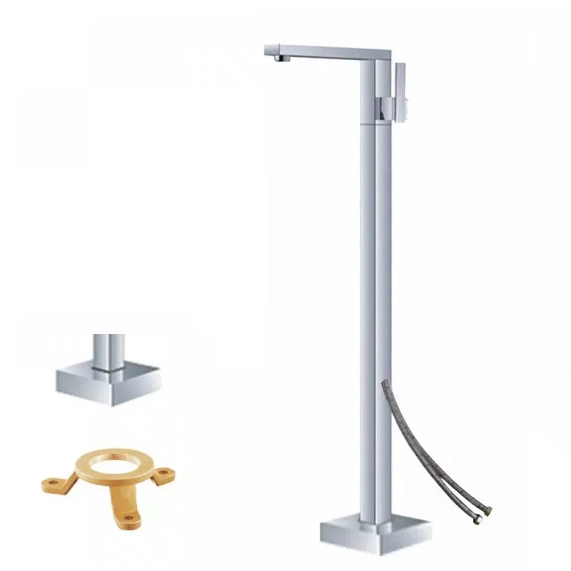 Floor Mounted Metal Freestanding Tub Filler Low Arc Freestanding Tub Filler Trim -Bathlova