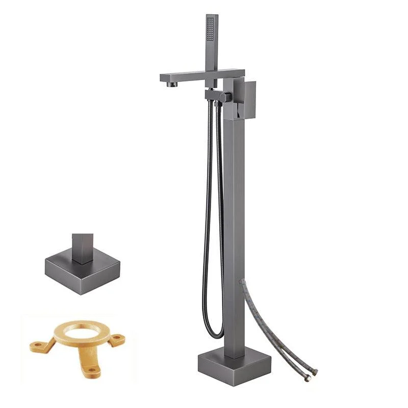 Floor Mounted Metal Freestanding Tub Filler Low Arc Freestanding Tub Filler Trim -Bathlova