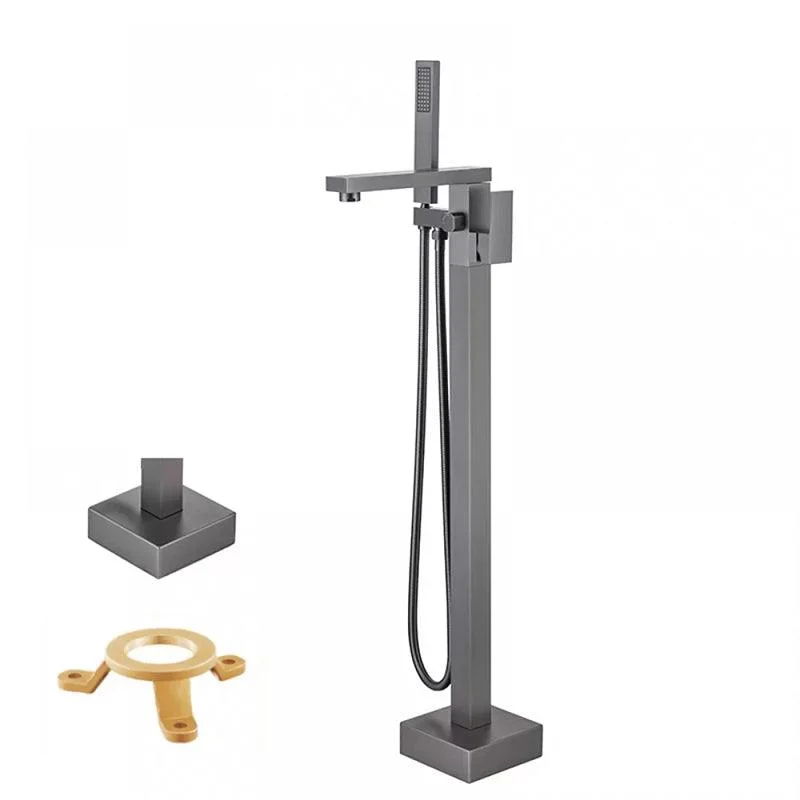 Floor Mounted Metal Freestanding Tub Filler Low Arc Freestanding Tub Filler Trim -Bathlova