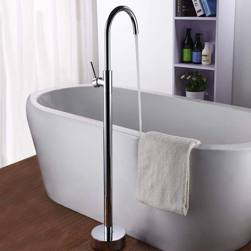 Floor Mounted Metal Freestanding Tub Filler One Handle Freestanding Tub Filler Trim -Bathlova