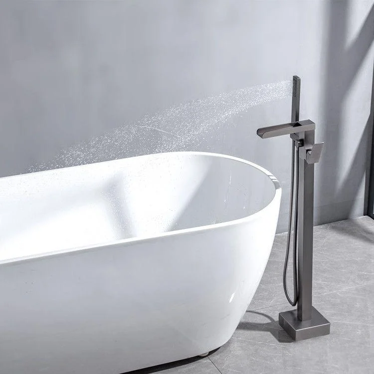 Floor Mounted Metal Freestanding Tub Filler One Handle Waterfall Freestanding Tap -Bathlova