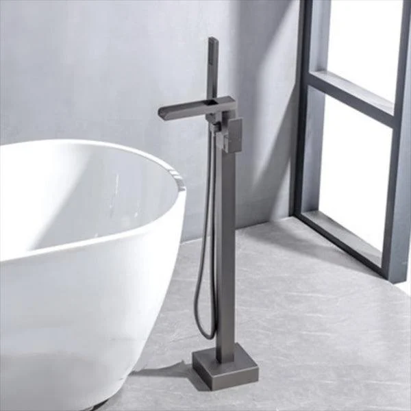 Floor Mounted Metal Freestanding Tub Filler One Handle Waterfall Freestanding Tap -Bathlova