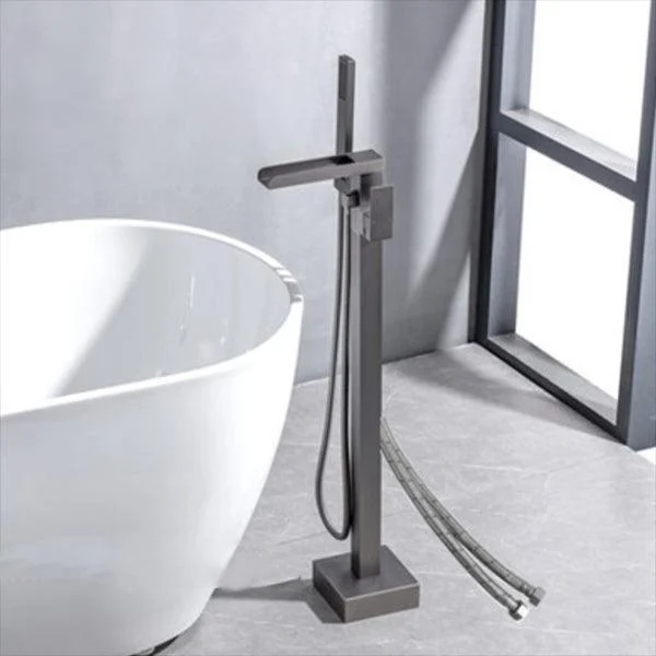 Floor Mounted Metal Freestanding Tub Filler One Handle Waterfall Freestanding Tap -Bathlova