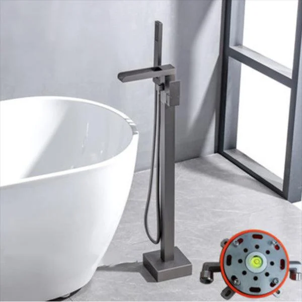 Floor Mounted Metal Freestanding Tub Filler One Handle Waterfall Freestanding Tap -Bathlova