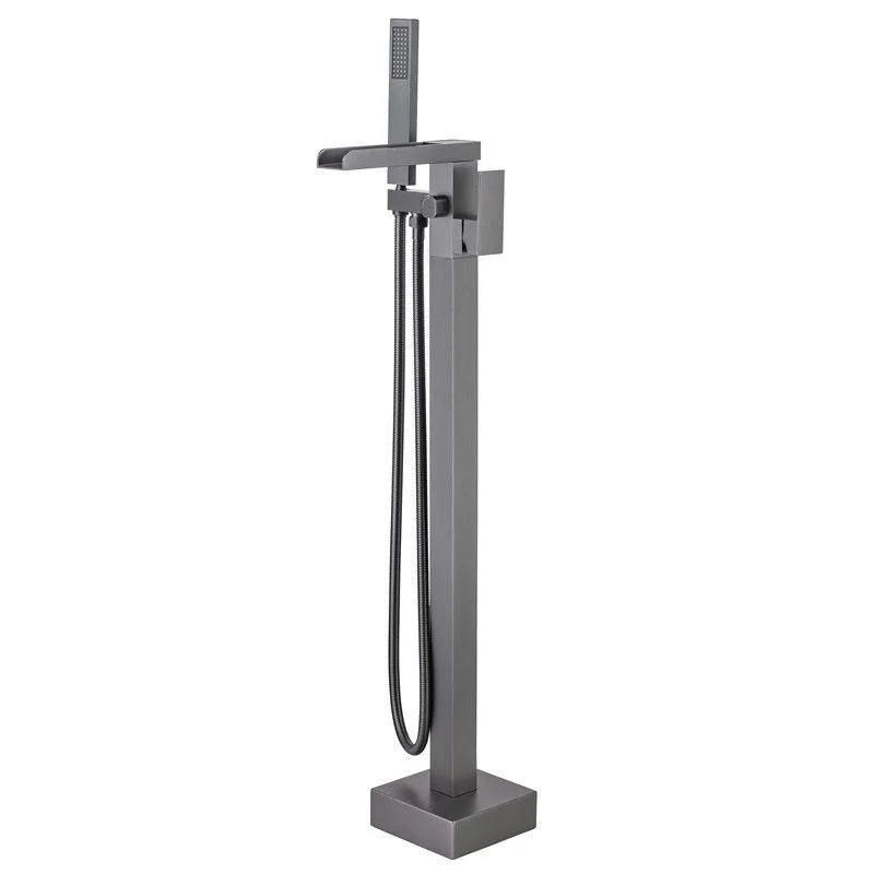 Floor Mounted Metal Freestanding Tub Filler One Handle Waterfall Freestanding Tap -Bathlova