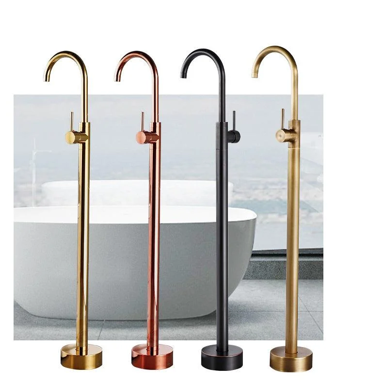 Floor Mounted Metal Freestanding Tub Filler One Hold Freestanding Tub Filler Trim -Bathlova