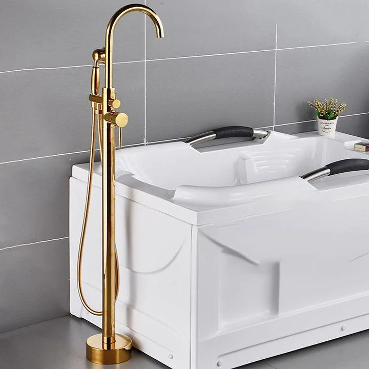 Floor Mounted Metal Freestanding Tub Filler One Hold Freestanding Tub Filler Trim -Bathlova