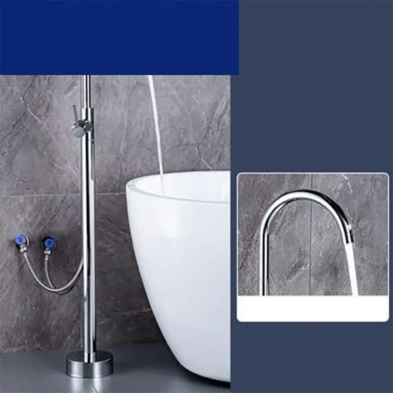 Floor Mounted Metal Freestanding Tub Filler One Hold Freestanding Tub Filler Trim -Bathlova