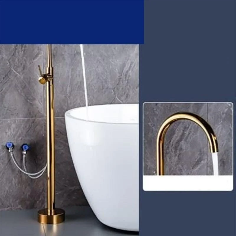 Floor Mounted Metal Freestanding Tub Filler One Hold Freestanding Tub Filler Trim -Bathlova