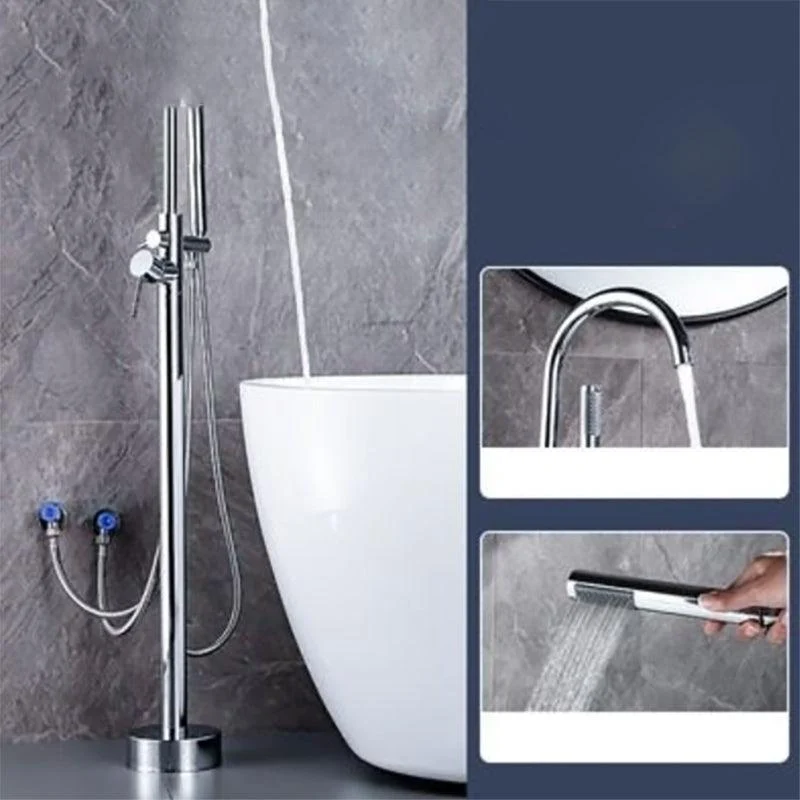 Floor Mounted Metal Freestanding Tub Filler One Hold Freestanding Tub Filler Trim -Bathlova