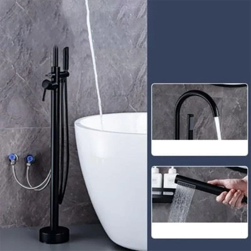 Floor Mounted Metal Freestanding Tub Filler One Hold Freestanding Tub Filler Trim -Bathlova