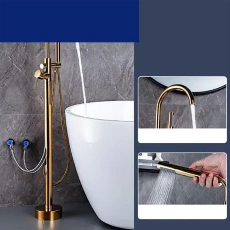 Floor Mounted Metal Freestanding Tub Filler One Hold Freestanding Tub Filler Trim -Bathlova