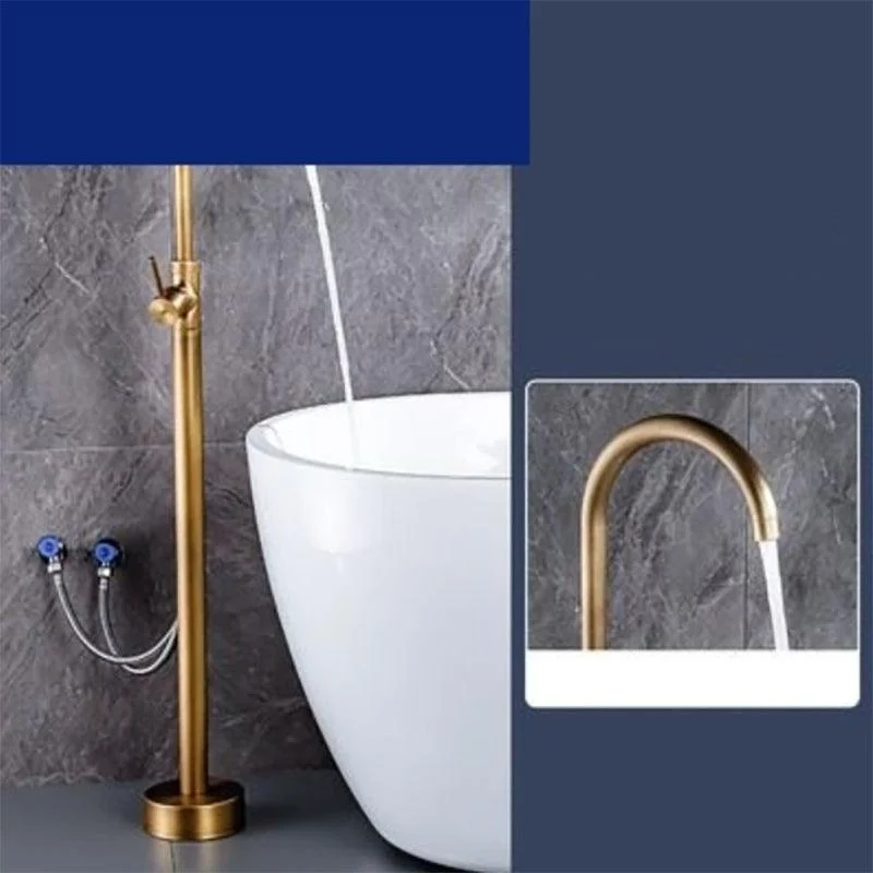 Floor Mounted Metal Freestanding Tub Filler One Hold Freestanding Tub Filler Trim -Bathlova