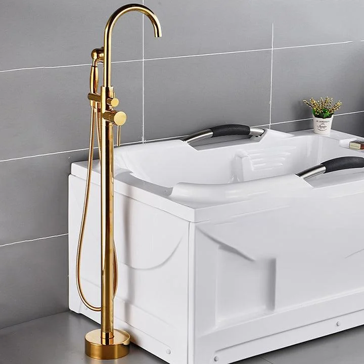 Floor Mounted Metal Freestanding Tub Filler One Hold Freestanding Tub Filler Trim -Bathlova