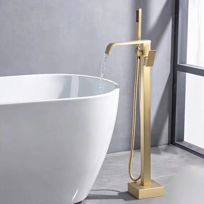 Floor Mounted Metal Freestanding Tub Filler Rotatable Freestanding Bathtub Tap -Bathlova