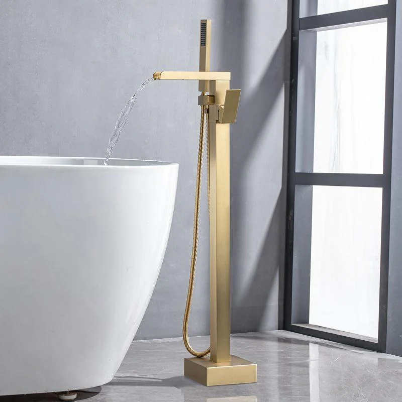 Floor Mounted Metal Freestanding Tub Filler Rotatable Freestanding Bathtub Tap -Bathlova