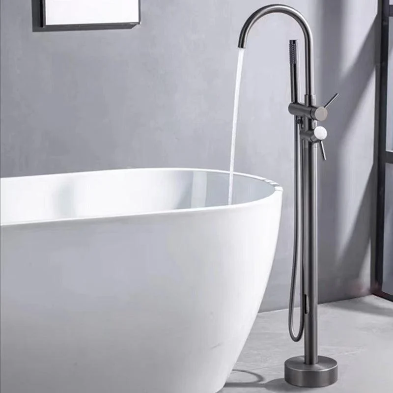 Floor Mounted Metal Freestanding Tub Filler Rotatable Freestanding Bathtub Tap -Bathlova