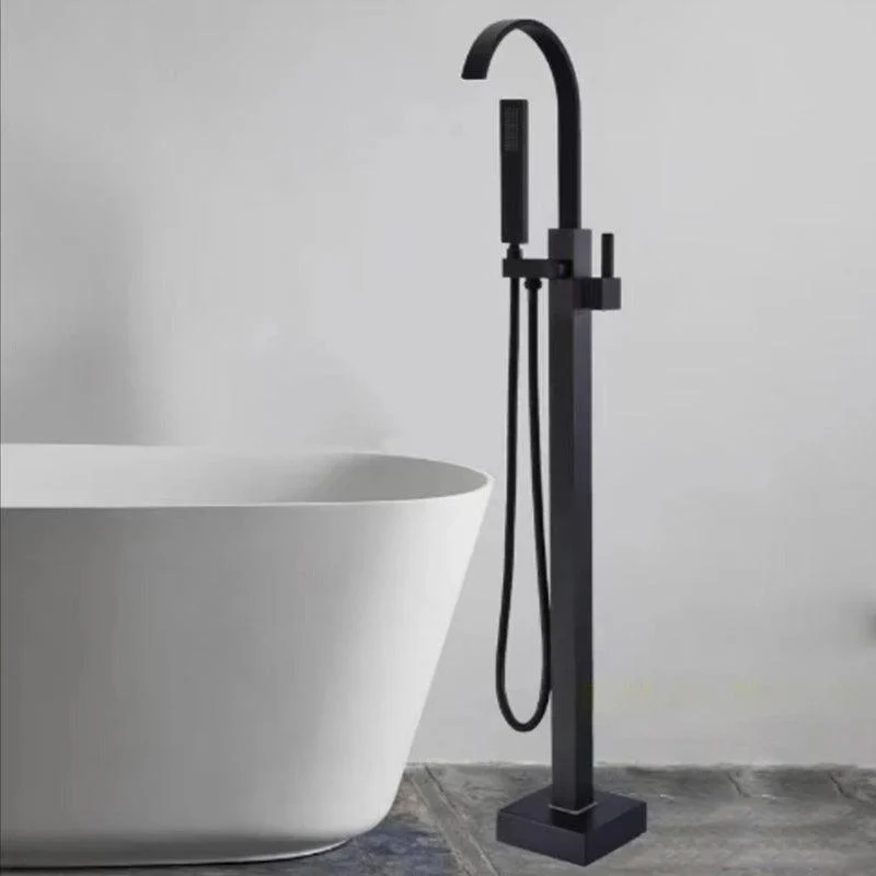 Floor Mounted Metal Freestanding Tub Filler Rotatable Freestanding Bathtub Tap -Bathlova