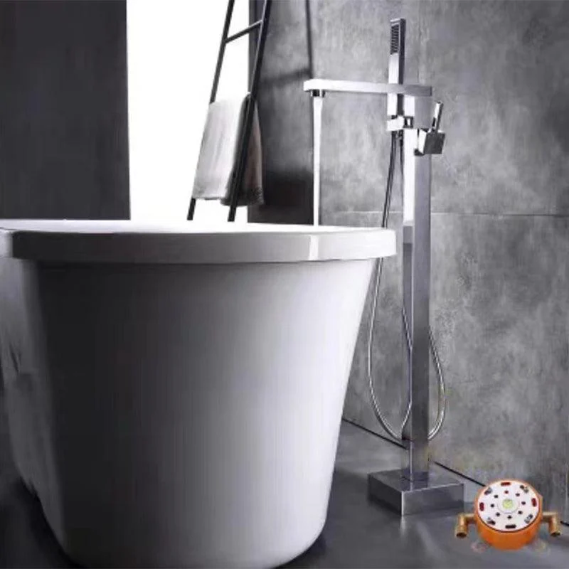 Floor Mounted Metal Freestanding Tub Filler Rotatable Freestanding Bathtub Tap -Bathlova