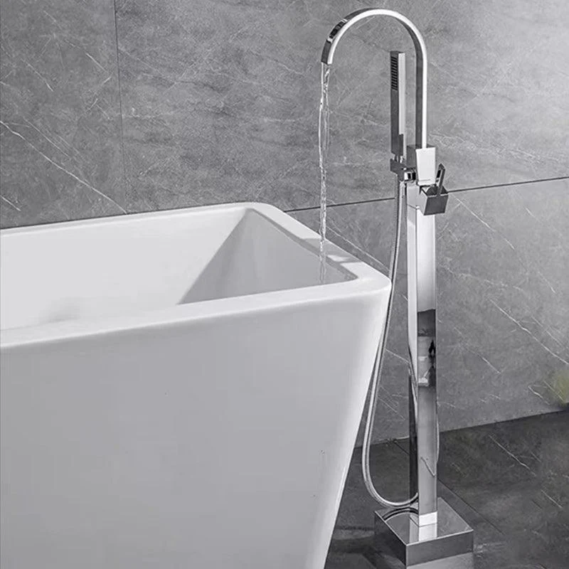 Floor Mounted Metal Freestanding Tub Filler Rotatable Freestanding Bathtub Tap -Bathlova