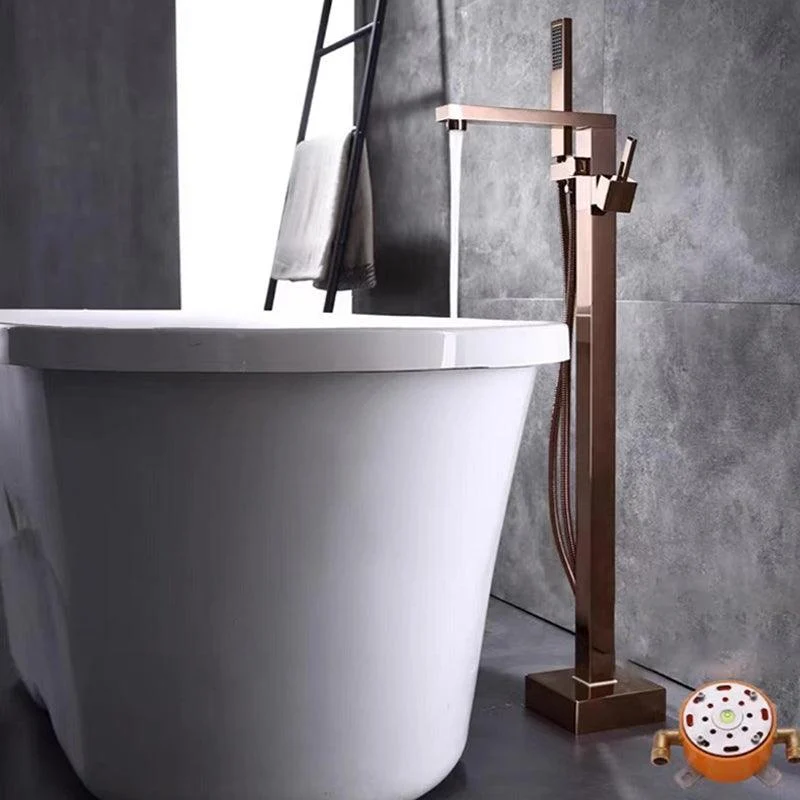 Floor Mounted Metal Freestanding Tub Filler Rotatable Freestanding Bathtub Tap -Bathlova