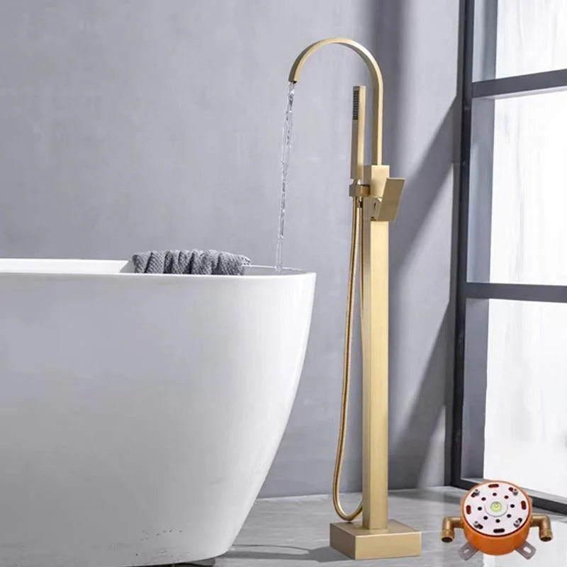 Floor Mounted Metal Freestanding Tub Filler Rotatable Freestanding Bathtub Tap -Bathlova