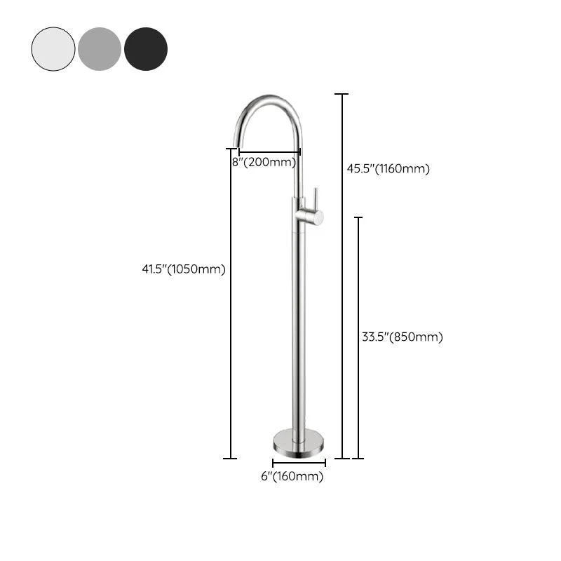 Floor Mounted Metal Freestanding Tub Filler Single Handle Freestanding Tap -Bathlova