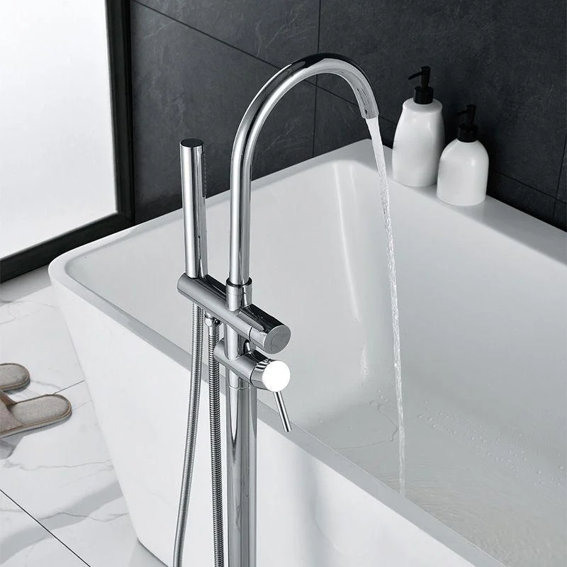 Floor Mounted Metal Freestanding Tub Filler Single Handle Freestanding Tap -Bathlova