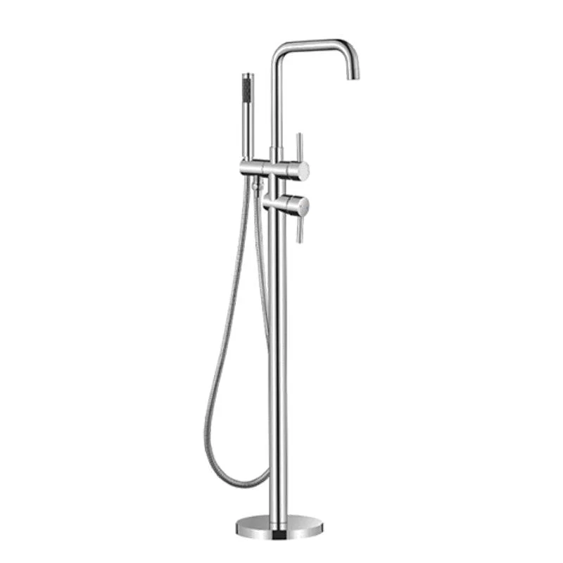 Floor Mounted Metal Freestanding Tub Filler Single Handle Freestanding Tap -Bathlova