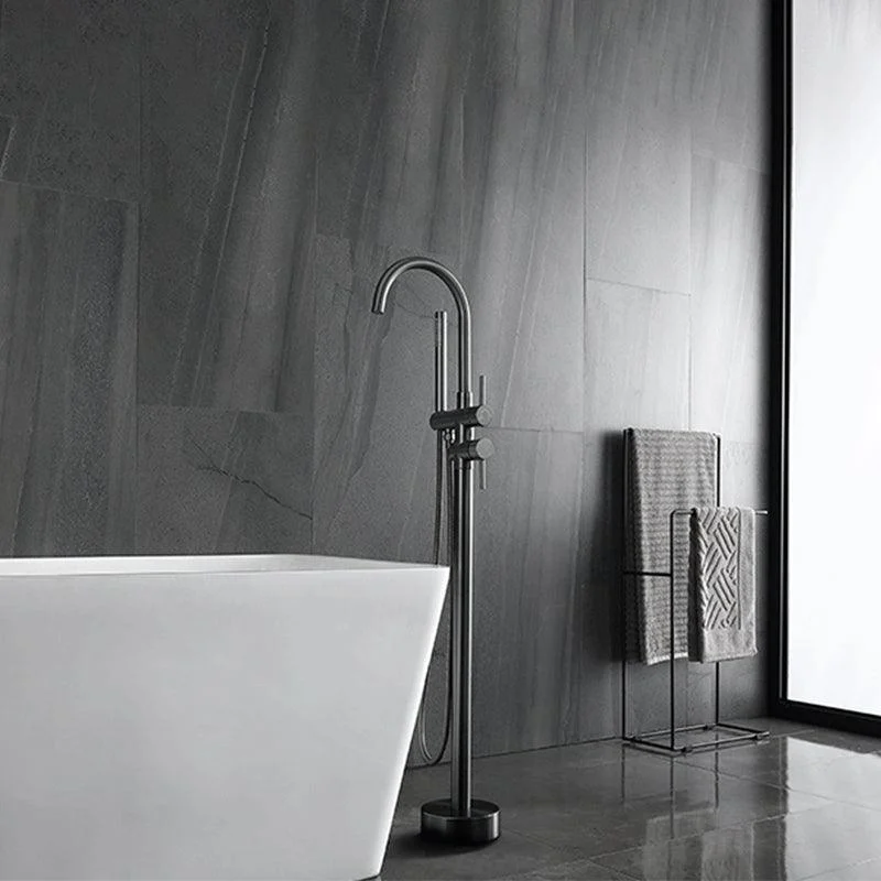 Floor Mounted Metal Freestanding Tub Filler Single Handle Freestanding Tap -Bathlova